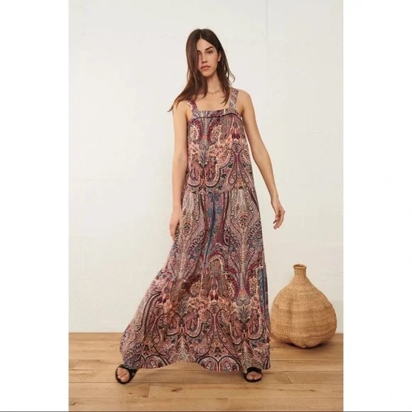 Ba&sh Parisian Bohemian Multi-coloured Open Back Maxi Dress, Size 6 - Picture 7 of 16